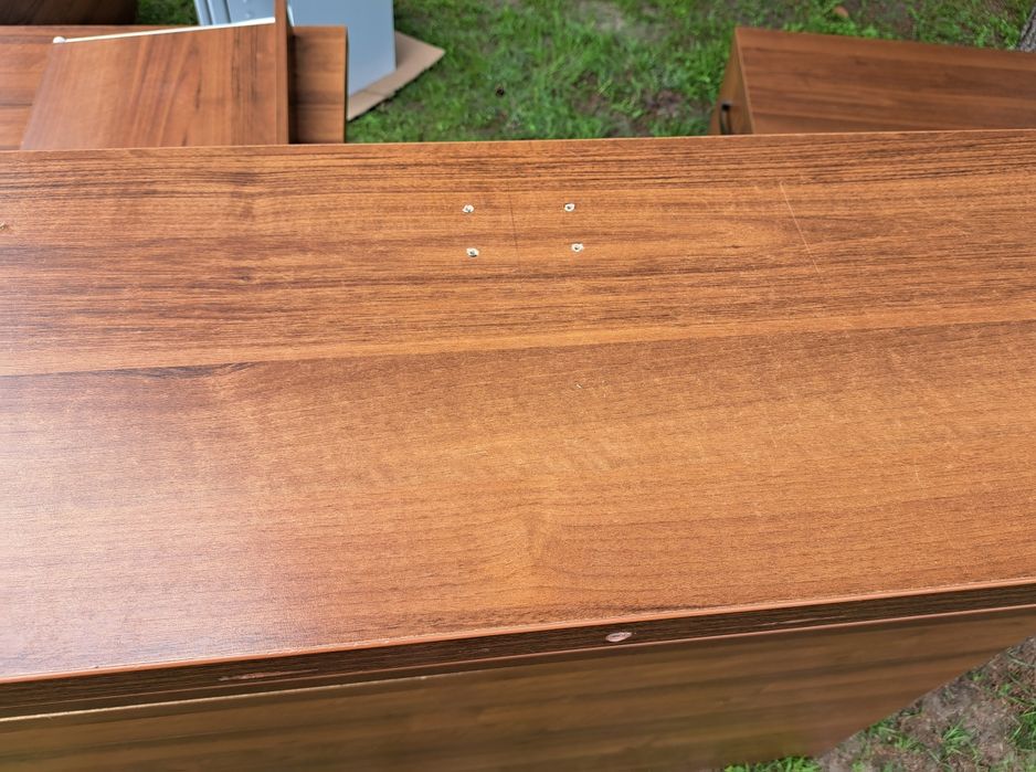 Narożne biurko z nadstawką, ladą, biurko - recepcja