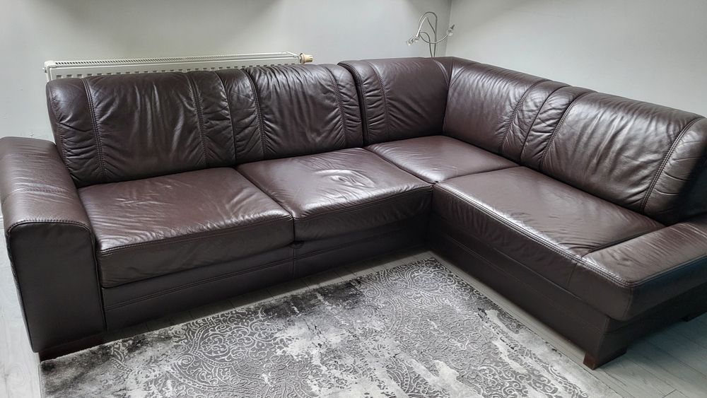 Skórzany narożnik z funkcją spania turbo wygodny