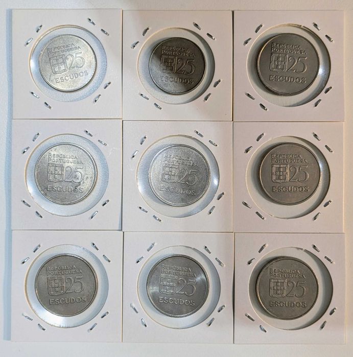 Coleção completa moedas 25 escudos 77/86