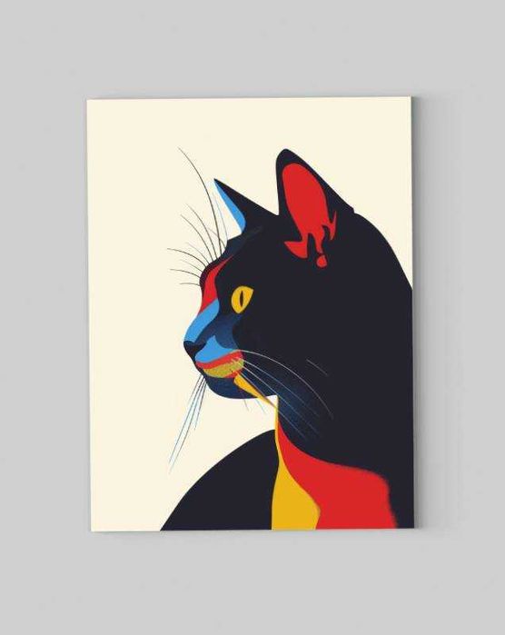 Obraz na płótnie "Geometryczny Kot w Abstrakcji" 60x80 cm