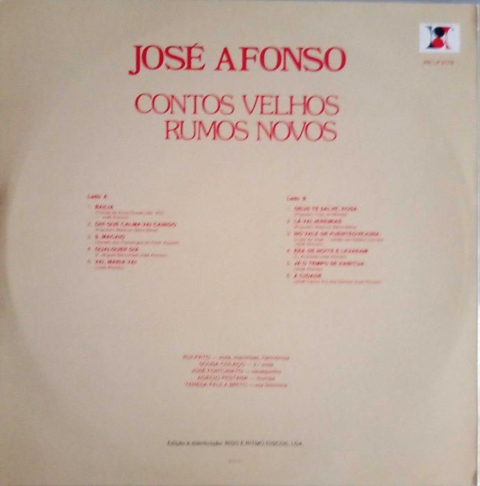 José Afonso	- - - - -		Contos Velhos, Rumos Novos	- - - - -	LP