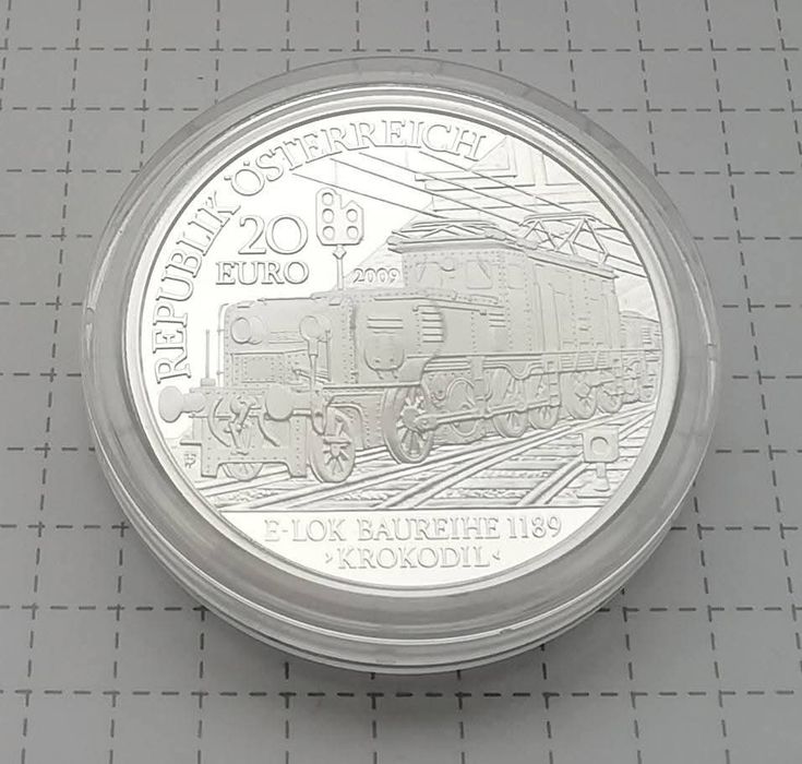 Австрія 20 євро 2009р. СРІБЛО. Залізниця - OBB 1189 Krokodil.