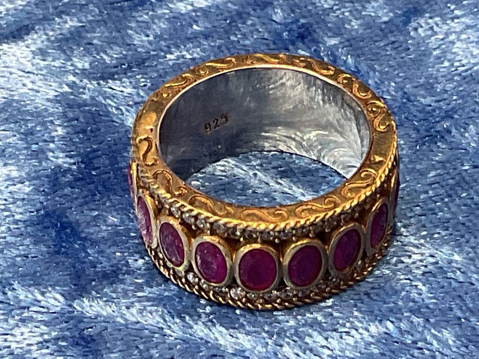 Aliança prata 925 ruby tamanho 18 m