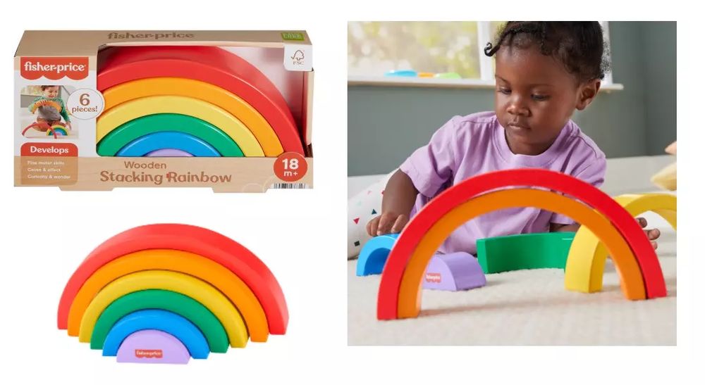 Fisher Price. HXT73 Wood. Tęcza do układania. Fisher Price. Nowy Produkt