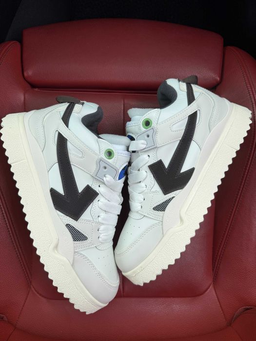 (БЕЗ ПЕРЕДОПЛАТИ) Off-White Sponge Mid Top White Black оф вайт високі кросівки білі чорні