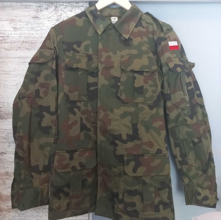 Mundur Wojskowy Polowy Całoroczny Wz.93 Bluza + Spodnie + Flagi Na sp ...