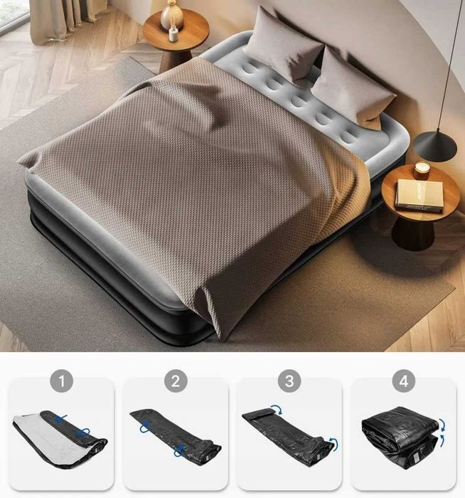 Materac dwuosobowy Airefina 203 x 152 x46 Samopompujący Łóżko Dmuchane