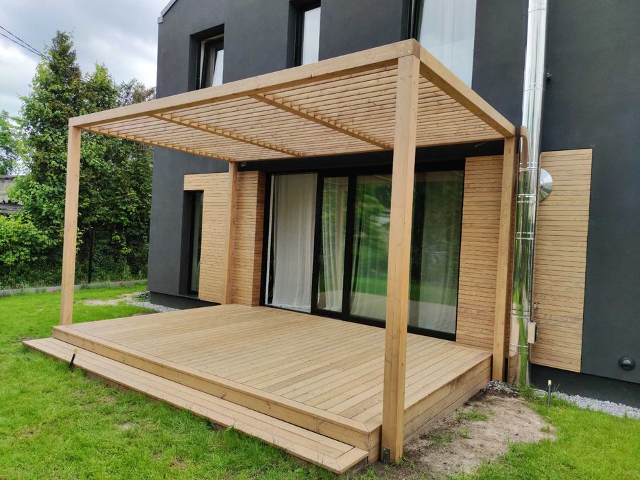 nowoczesna zabudowa tarasu, balkonu | premium | terminowo | poliwęglan | zadaszenie | pergola | altanka | ścianki | osłona | konstrukcja drewniana