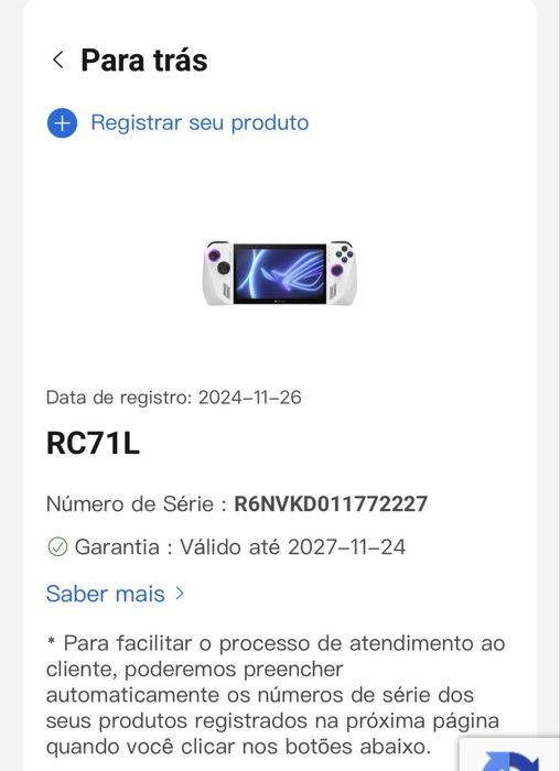 ASUS ROG Ally Z1 Extreme 512 GB – Como Nova | Garantia até 24/11/2027