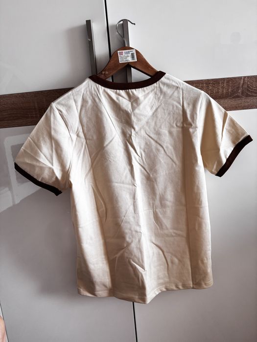 нова бежева футболка coach M(38) молочна щільна прямий крій slim fit