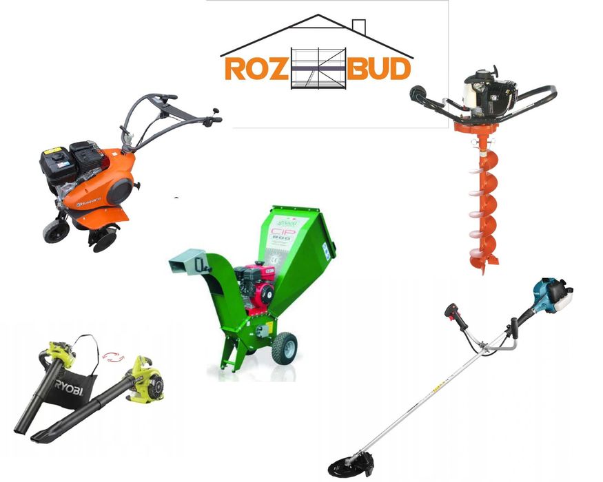 Wynajem wiertnica do gleby rębak do gałęzi glebogryzarka kosa dmuchawa
