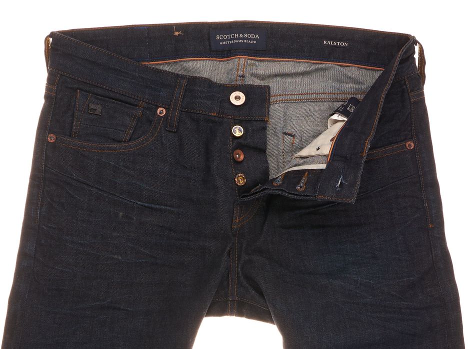 Spodnie Scotch & Soda Ralston Dark Blue W31 L32 Męskie Jeans Button