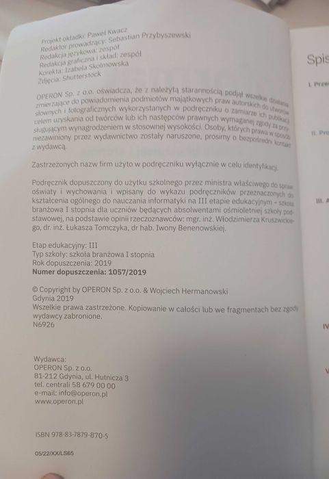 INFORMATYKA , podrecznik dla szkoły branżowej 1 st.