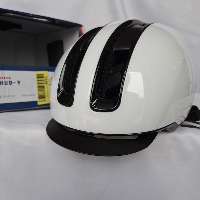 Kask rowerowy Abus Urban Hud-y LED Shiny White L 57-61cm
