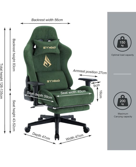 Fotel gamingowy z podnozkiem regulowany obrotowy Symino fotel biurowy