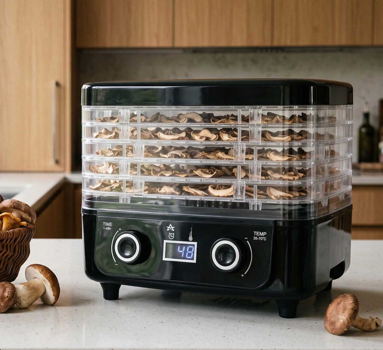 Suszarka do Grzybów owoców warzyw ziół mięsa XL 400W 5 sit NOWY GWARANCJA 24M timer 48h regulacja temperatury cicha 55dB Zestaw + Ebook GRATIS