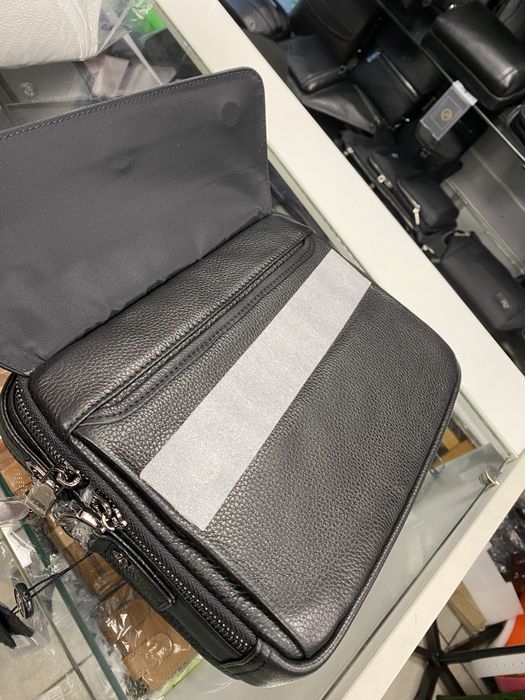 Шкіряна барсетка чорна Сумка чоловіча горизонтальна HT Leather барсетка шкіряна Кожаная барсетка Сумка мужская