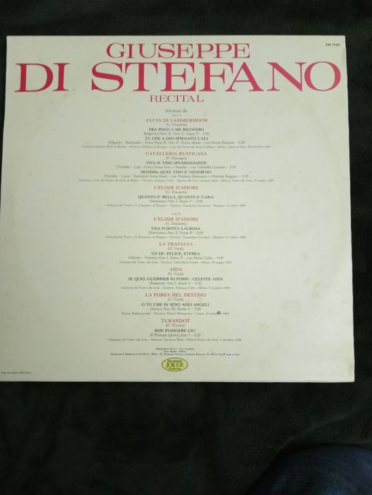 Vinil Giuseppe di Stefano – Recital -  Italy	1982