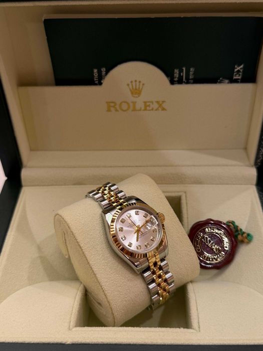 Zegarek Rolex Lady Datejust 26mm srebrno-różowa tarcza z diamentami