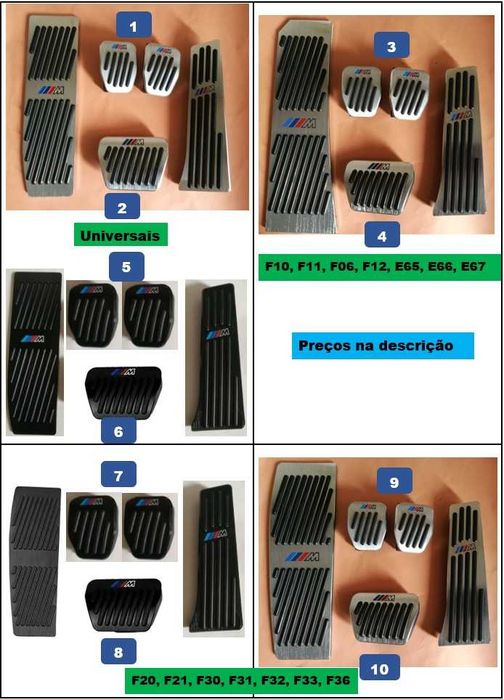 Capas pedal ///M de encaixe caixa manual ou automática para BMW