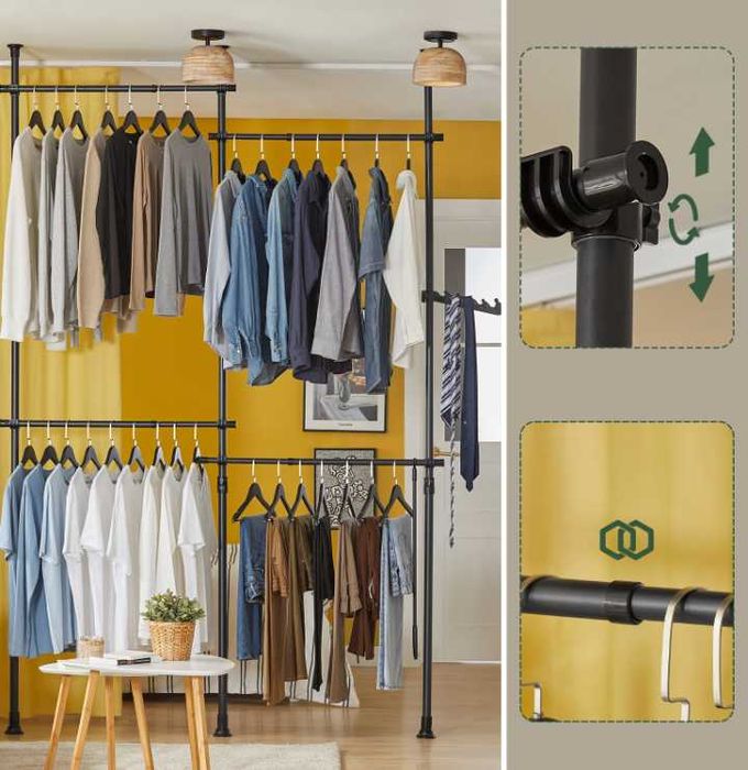 Roupeiro, sistema de guarda-roupa telescópico SoBuy, novos