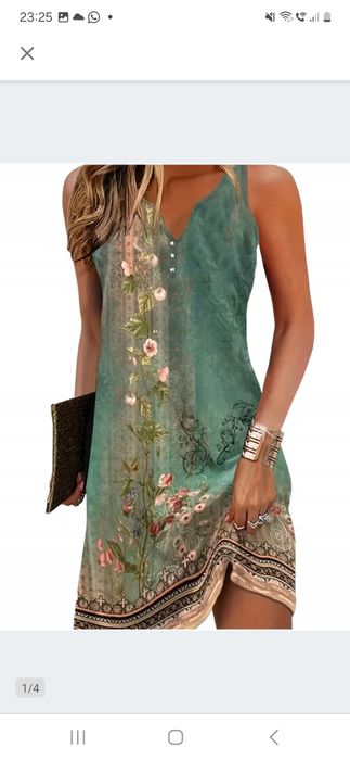 Lekka sukienka na lato XL z ozdobnymi guziczkami