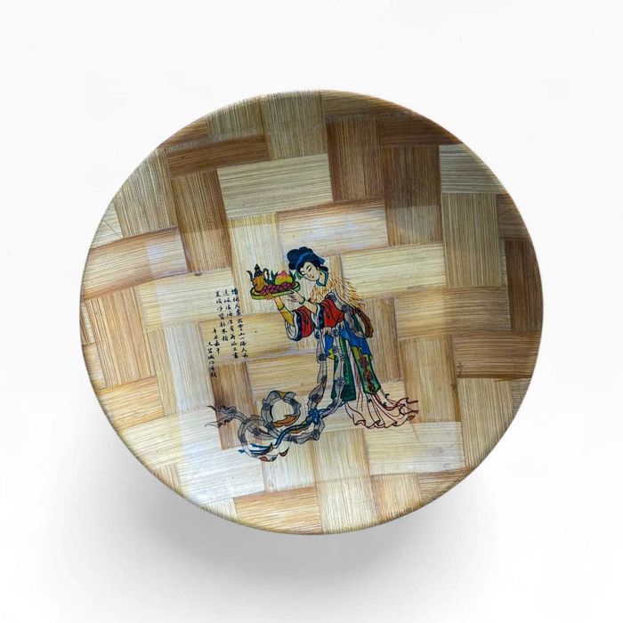 Travessa Decorativa Bambu Entrançado Cena Oriental – 40,5cm
