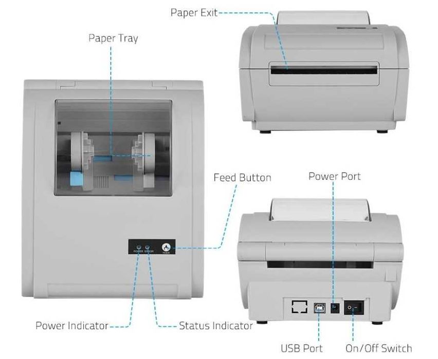 Drukarka etykiet termicznych, max 110mm, USB, Bluetooth