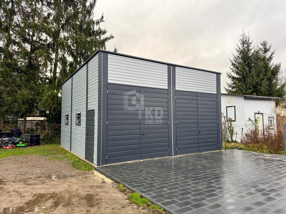 Hala Blaszana Magazyn 7X8M 2X Brama 4X Okno Drzwi Rynny Dach Tkd329