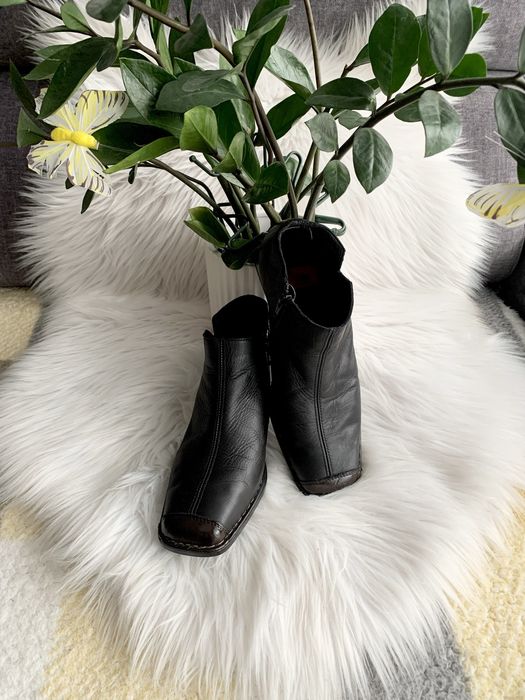 Rieker 38 czarne botki skóra naturalna