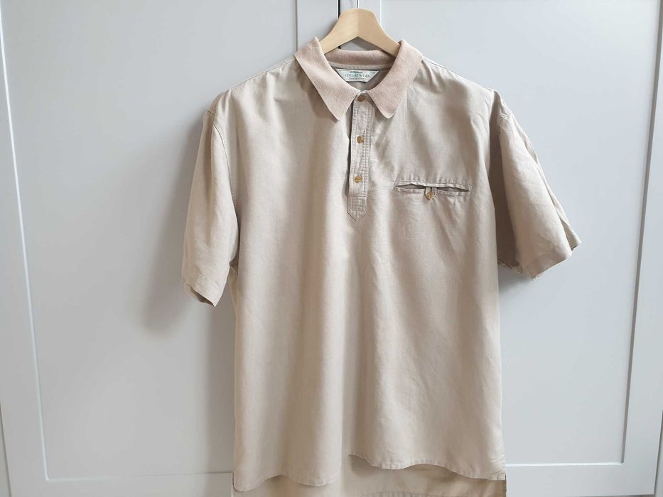 Beżowa koszula lniana polo vintage St Michael M&S M