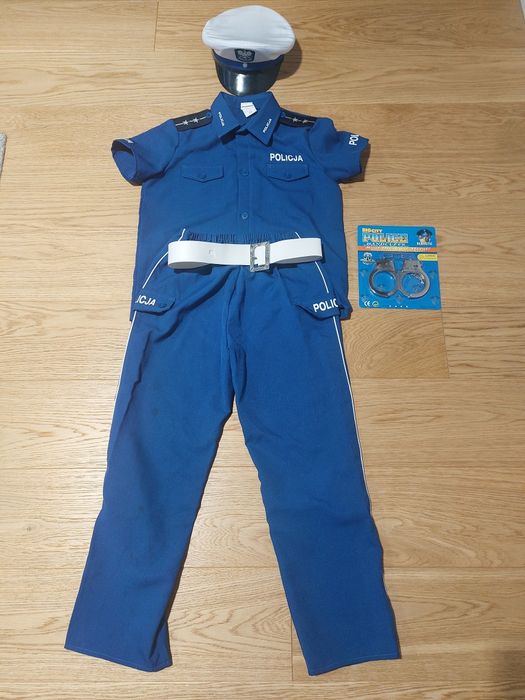 Strój policjanta przebranie kostium mundur policyjny kajdanki