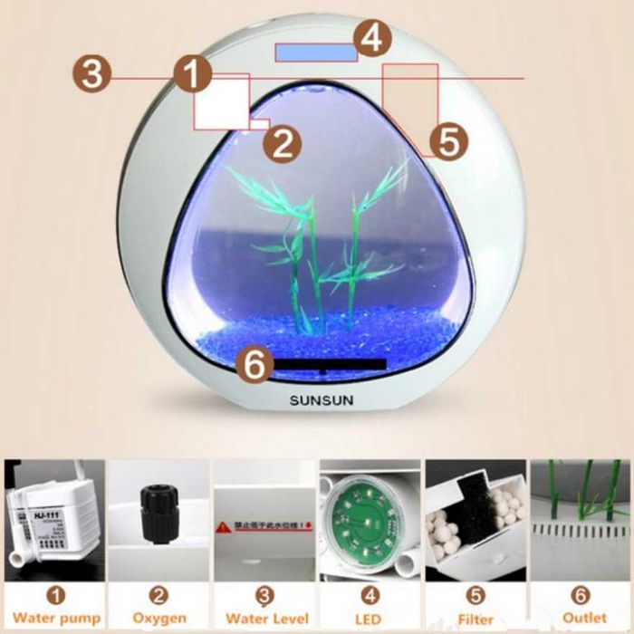 Стильний акваріумний комплект 3 в 1 SunSun Aquarium YA-01 LED