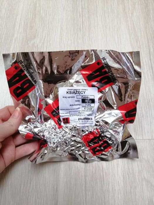 Polski chmiel granulat odmiana: Książęcy. Ilość: 30 g.
