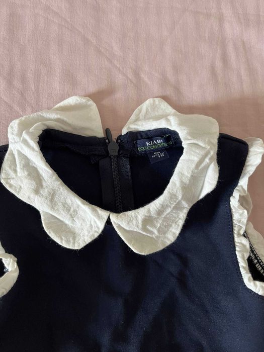 Vestido Kiabi azul-marinho com gola branca, 9 meses