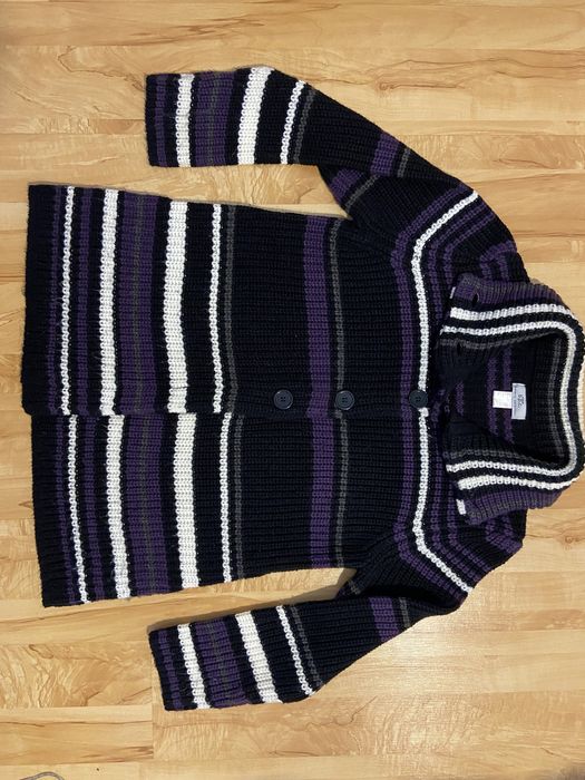 Bpc rozm 44/46 damski długi kardigan w paski na guziki gruby ciepły cz