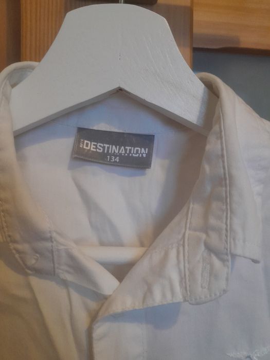 Koszula chłopięca z krótkim rękawem, biała. Rozmiar 134 (na 10 lat )