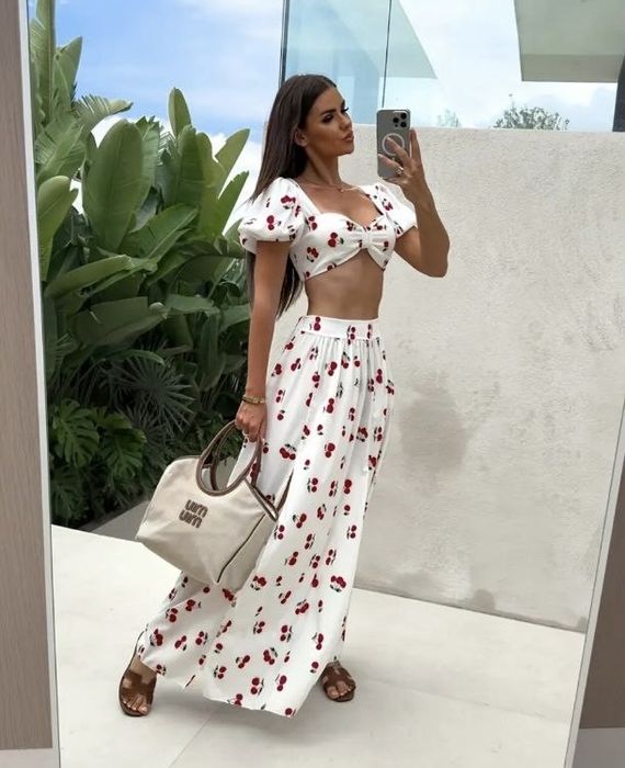 Летний костюм с юбкой в пол