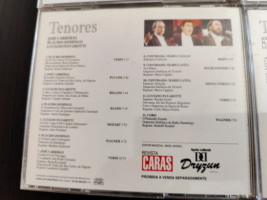 Lote de 6 CDs - Tenores (Pavarotti / Plácido / Carrreras)