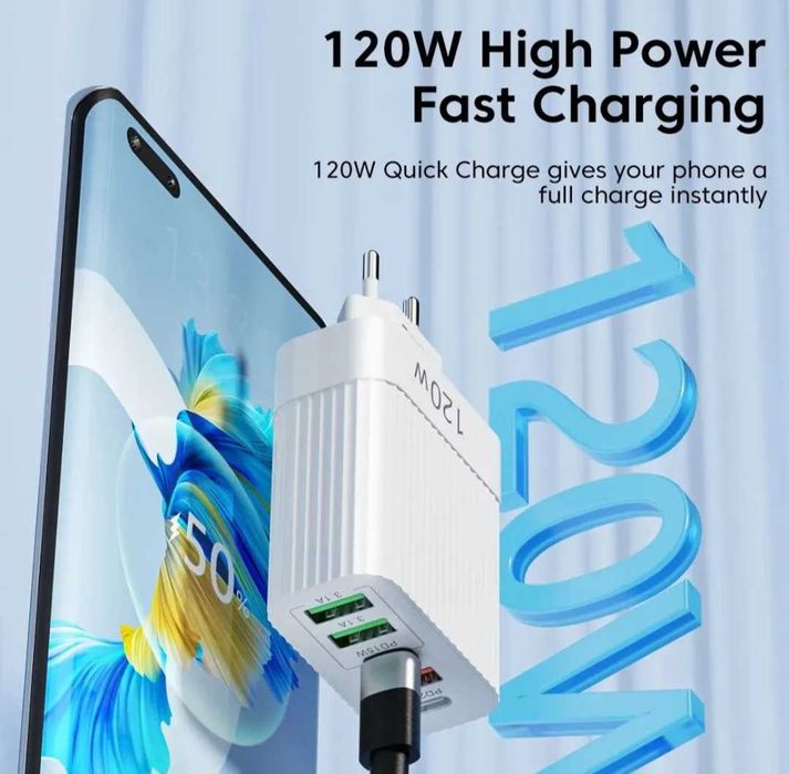 5-portowa ładowarka USB  120W czarna/ biała