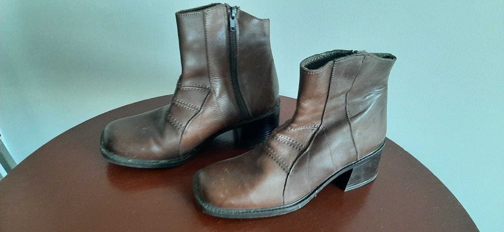 Brązowe botki skórzane Divina 36/37 Made in Spain