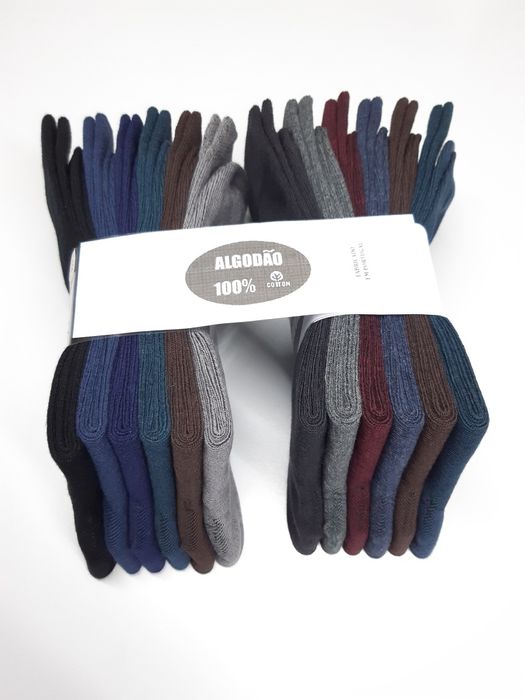 12 pares de meias em algodão, punho suave