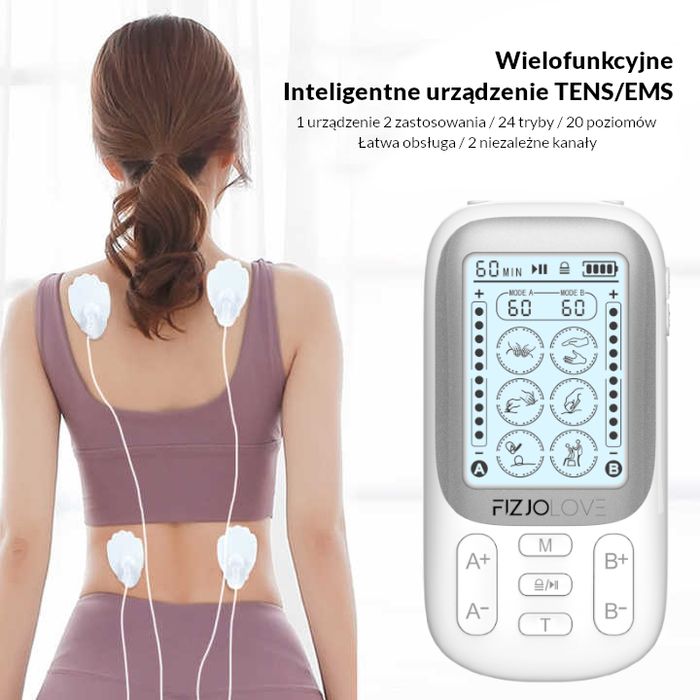 Elektrostymulator mięśni tens ems masaż stymulacja biały AS9020