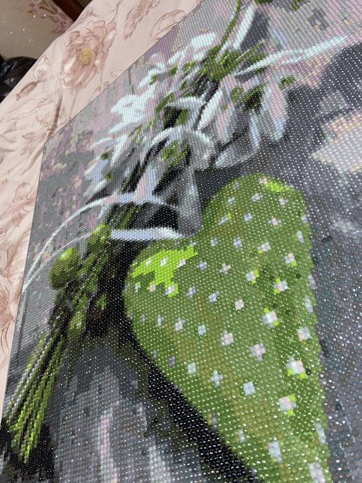 Картина з алмазної мозаїки «Зелений лист» | ручна робота