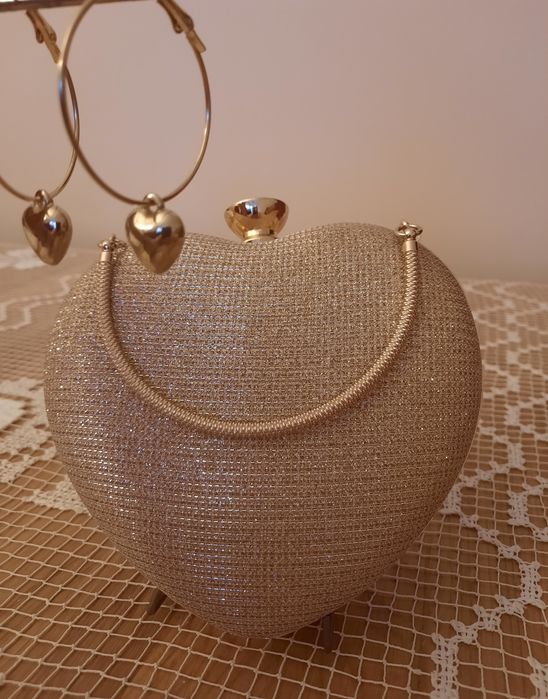 Torebka złota, serce+ kolczyki gratis