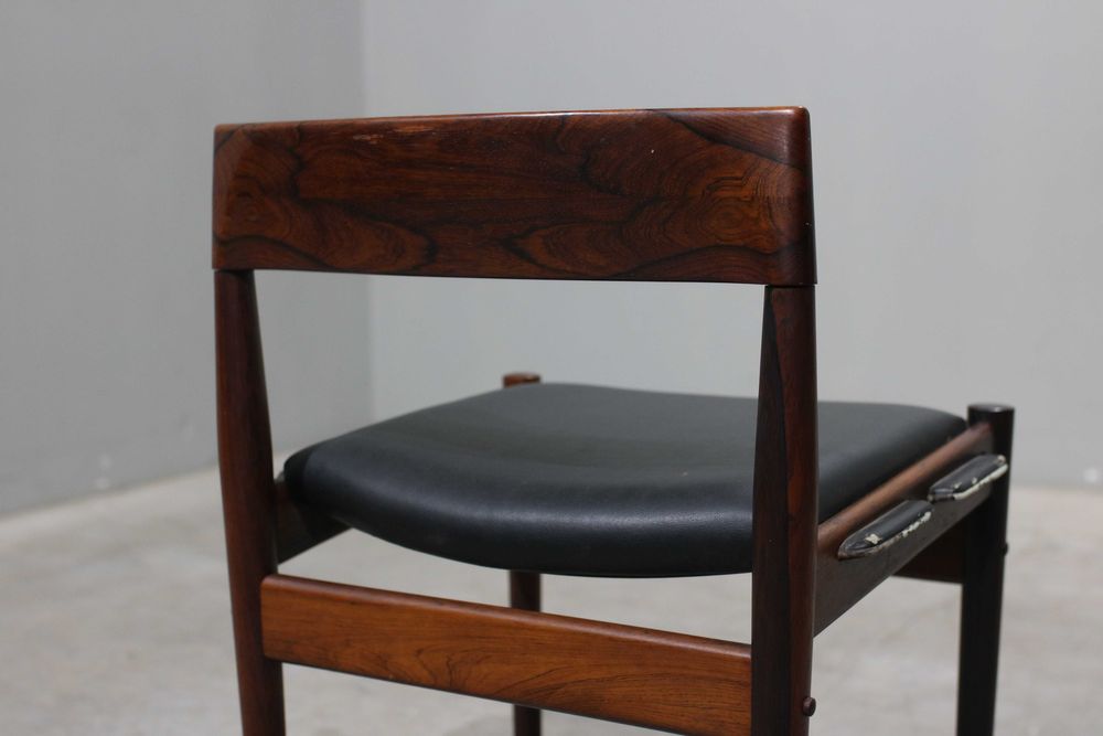 Cadeiras Grete Jalk da déc. 60 em pau santo e couro | Mid Century