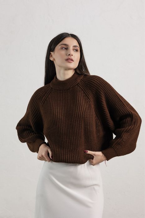 Светр вязаний шоколадний one size