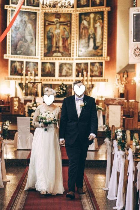 Piękna suknia ślubna rozm. 40-42 /odpinane rękawy