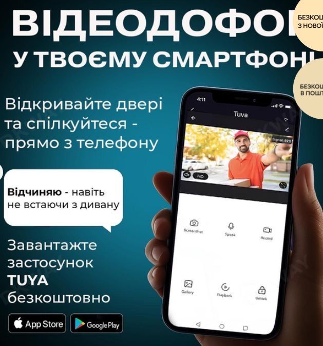 Комплект WI-FI відеодомофона розумна HD система для будинку / квартири