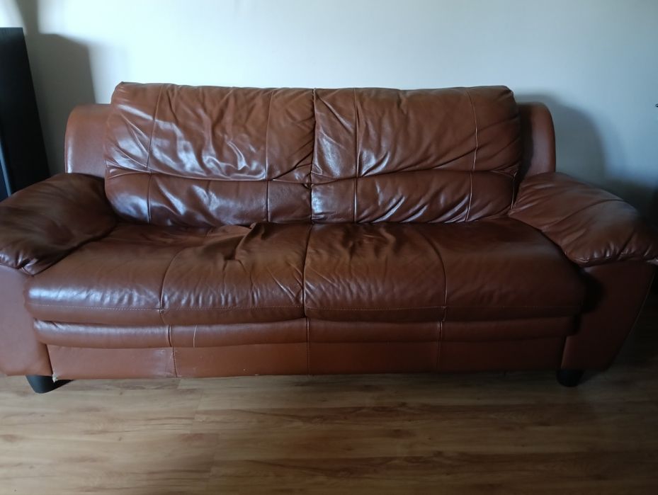sofa skóra brąz 180cm